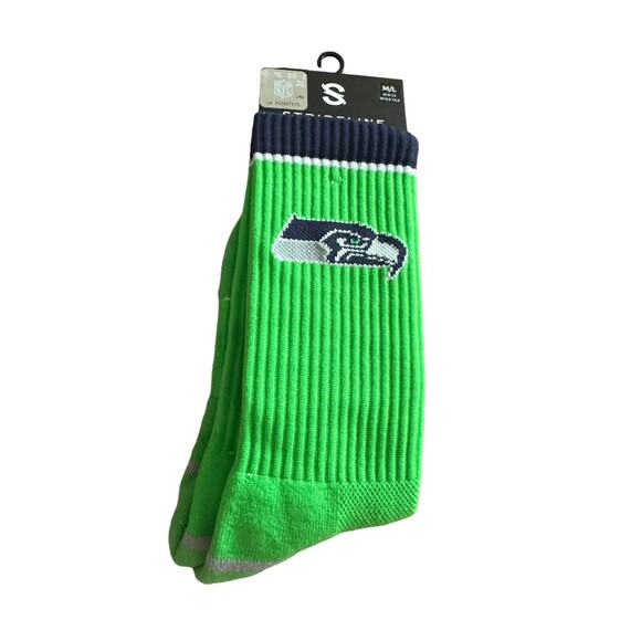 1 pair of Seattle Seahawks Lime Green Socks Adult M/L NEW - Picture 1 of 6